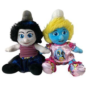 2 Build A Bear Smurfette Vexy Smurf Movie Lot Stuffed Plush Doll Toys BABW 2013